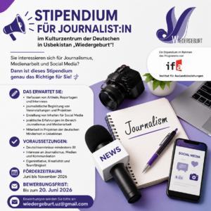 Read more about the article Ausschreibung: Stipendium im Kulturzentrum der Deutschen in Usbekistan „Wiedergeburt“