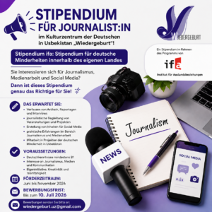 Read more about the article Ausschreibung: Stipendium im Kulturzentrum der Deutschen in Usbekistan „Wiedergeburt“